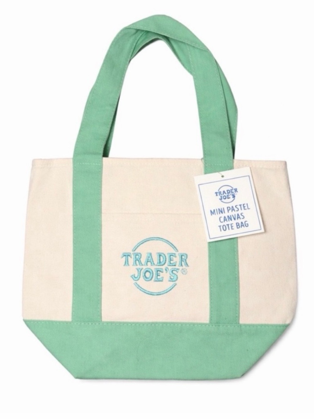 Trader Joe's Mini Pastel Mint Canvas
Tote Bag (Limited
2026 Edition)